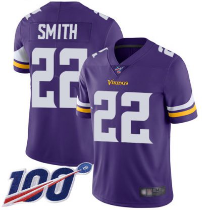 Nike Minnesota Vikings #22 Harrison Smith Purple Team Color Youth Stitched NFL 100th Season Vapor Limited Jersey