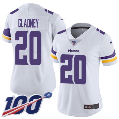 Nike Minnesota Vikings #20 Jeff Gladney White Women's Stitched NFL 100th Season Vapor Untouchable Limited Jersey