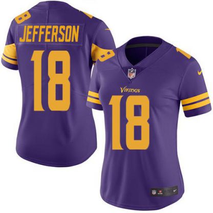 Nike Minnesota Vikings #18 Justin Jefferson Purple Women's Stitched NFL Limited Rush Jersey