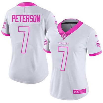 Nike Minnesota Vikings #7 Patrick Peterson White/Pink Women's Stitched NFL Limited Rush Fashion Jersey