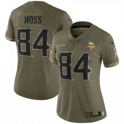 Minnesota Minnesota Vikings #84 Randy Moss Nike Women's 2022 Salute To Service Limited Jersey - Olive
