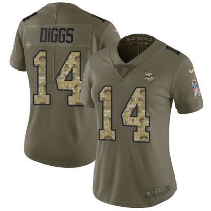 Nike Minnesota Vikings #14 Stefon Diggs Olive/Camo Women's Stitched NFL Limited 2017 Salute to Service Jersey