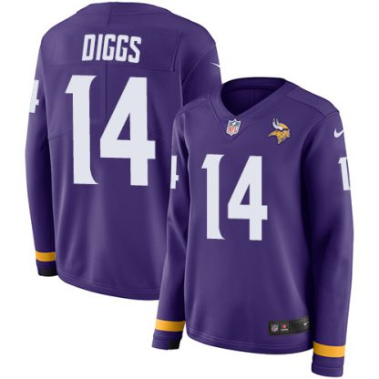 Nike Minnesota Vikings #14 Stefon Diggs Purple Team Color Women's Stitched NFL Limited Therma Long Sleeve Jersey