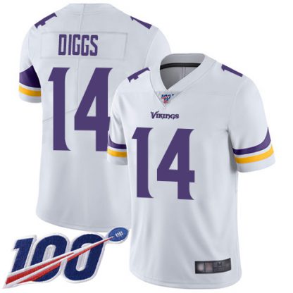 Nike Minnesota Vikings #14 Stefon Diggs White Youth Stitched NFL 100th Season Vapor Limited Jersey