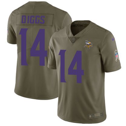 Nike Minnesota Vikings #14 Stefon Diggs Olive Youth Stitched NFL Limited 2017 Salute to Service Jersey