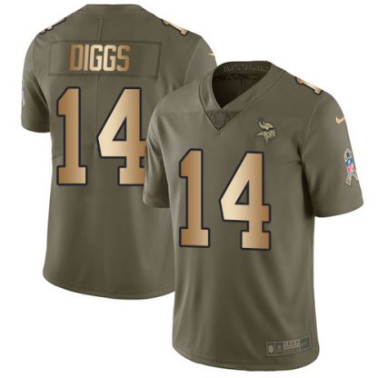 Nike Minnesota Vikings #14 Stefon Diggs Olive/Gold Men's Stitched NFL Limited 2017 Salute To Service Jersey