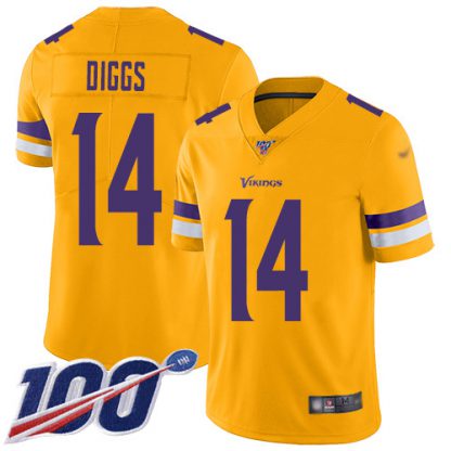 Nike Minnesota Vikings #14 Stefon Diggs Gold Men's Stitched NFL Limited Inverted Legend 100th Season Jersey