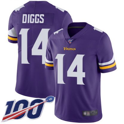 Nike Minnesota Vikings #14 Stefon Diggs Purple Team Color Men's Stitched NFL 100th Season Vapor Limited Jersey