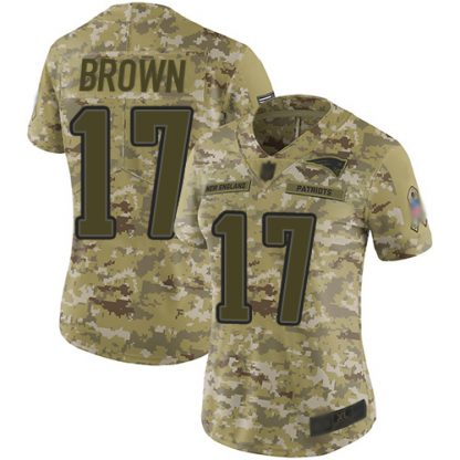 Nike New England Patriots #17 Antonio Brown Camo Women's Stitched NFL Limited 2018 Salute to Service Jersey