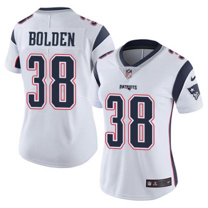 Nike New England Patriots #38 Brandon Bolden White Women's Stitched NFL Vapor Untouchable Limited Jersey