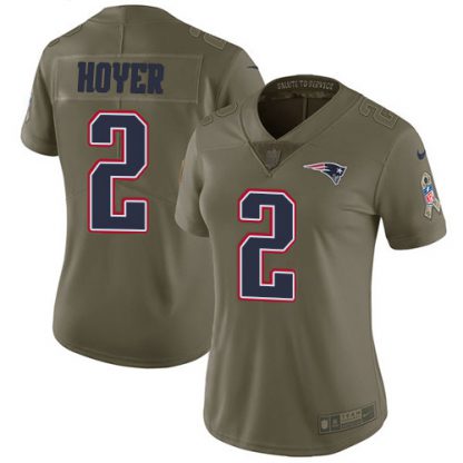 Nike New England Patriots #2 Brian Hoyer Olive Women's Stitched NFL Limited 2017 Salute To Service Jersey