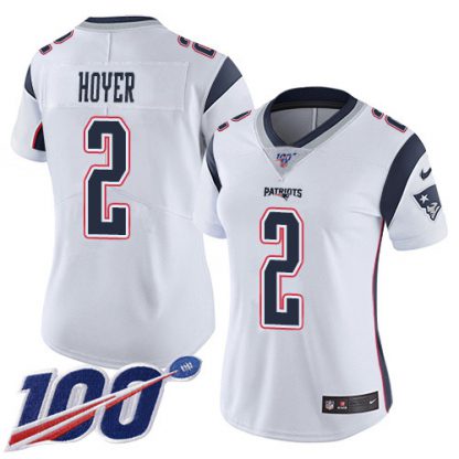 Nike New England Patriots #2 Brian Hoyer White Women's Stitched NFL 100th Season Vapor Untouchable Limited Jersey