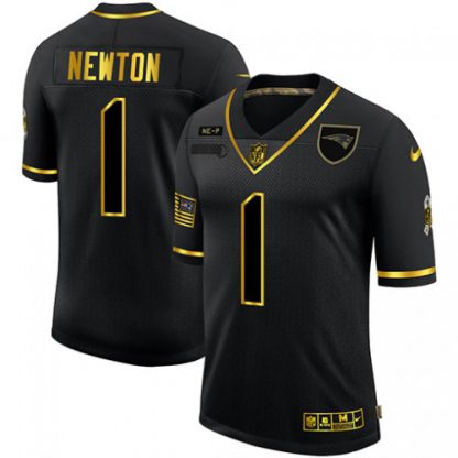 New England New England Patriots #1 Cam Newton Men's Nike 2020 Salute To Service Golden Limited NFL Jersey Black