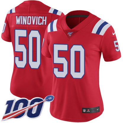 Nike New England Patriots #50 Chase Winovich Red Alternate Women's Stitched NFL 100th Season Vapor Limited Jersey
