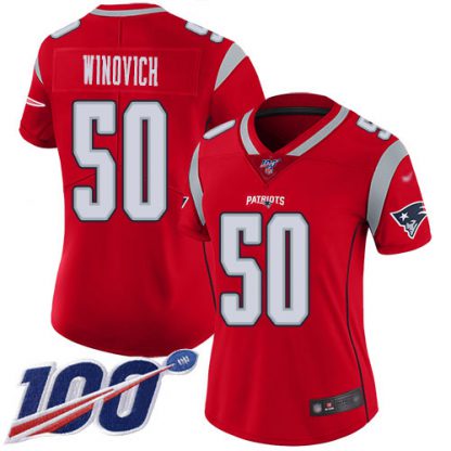 Nike New England Patriots #50 Chase Winovich Red Women's Stitched NFL Limited Inverted Legend 100th Season Jersey