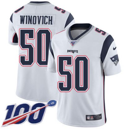 Nike New England Patriots #50 Chase Winovich White Men's Stitched NFL 100th Season Vapor Limited Jersey