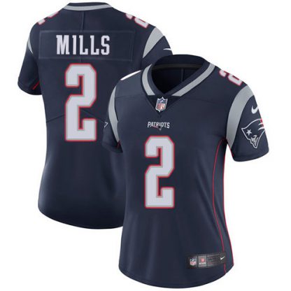 Nike New England Patriots #2 Jalen Mills Navy Blue Team Color Women's Stitched NFL Vapor Untouchable Limited Jersey