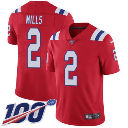 Nike New England Patriots #2 Jalen Mills Red Alternate Youth Stitched NFL 100th Season Vapor Limited Jersey