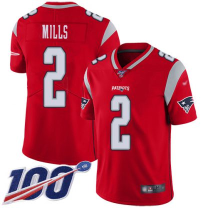Nike New England Patriots #2 Jalen Mills Red Youth Stitched NFL Limited Inverted Legend 100th Season Jersey