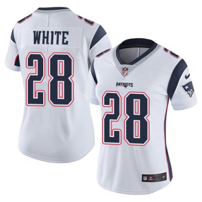 Nike New England Patriots #28 James White White Women's Stitched NFL Vapor Untouchable Limited Jersey