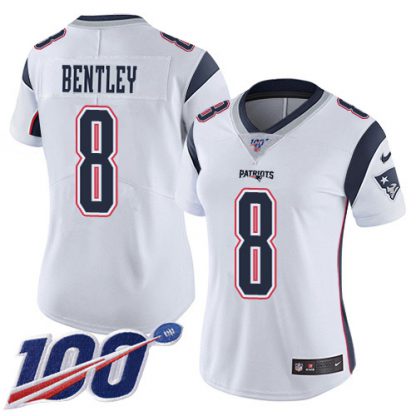 Nike New England Patriots #8 Ja'Whaun Bentley White Women's Stitched NFL 100th Season Vapor Limited Jersey