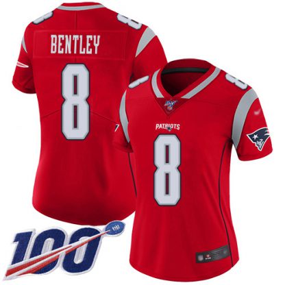 Nike New England Patriots #8 Ja'Whaun Bentley Red Women's Stitched NFL Limited Inverted Legend 100th Season Jersey