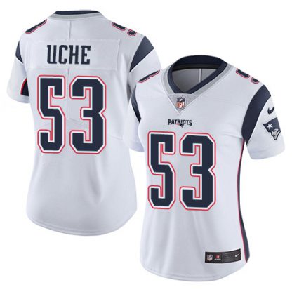 Nike New England Patriots #53 Josh Uche White Women's Stitched NFL Vapor Untouchable Limited Jersey