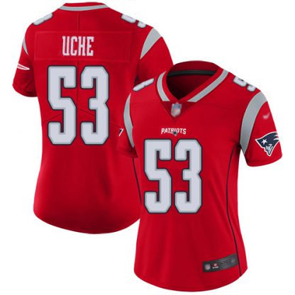Nike New England Patriots #53 Josh Uche Red Women's Stitched NFL Limited Inverted Legend Jersey