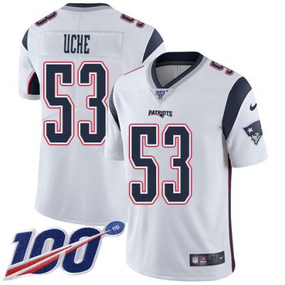 Nike New England Patriots #53 Josh Uche White Youth Stitched NFL 100th Season Vapor Untouchable Limited Jersey