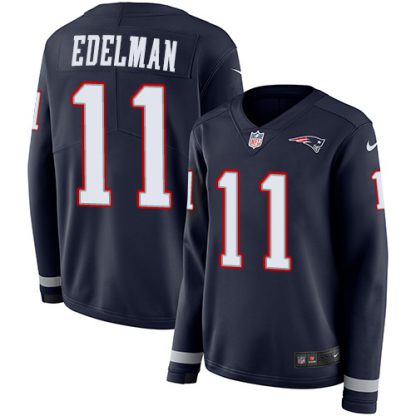 Nike New England Patriots #11 Julian Edelman Navy Blue Team Color Women's Stitched NFL Limited Therma Long Sleeve Jersey