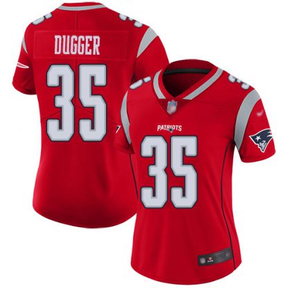 Nike New England Patriots #35 Kyle Dugger Red Women's Stitched NFL Limited Inverted Legend Jersey
