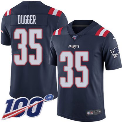Nike New England Patriots #35 Kyle Dugger Navy Blue Youth Stitched NFL Limited Rush 100th Season Jersey