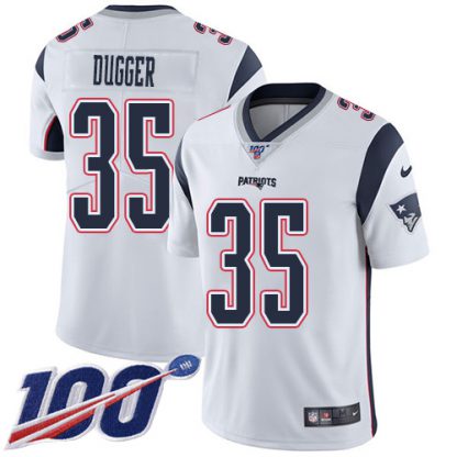Nike New England Patriots #35 Kyle Dugger White Youth Stitched NFL 100th Season Vapor Untouchable Limited Jersey