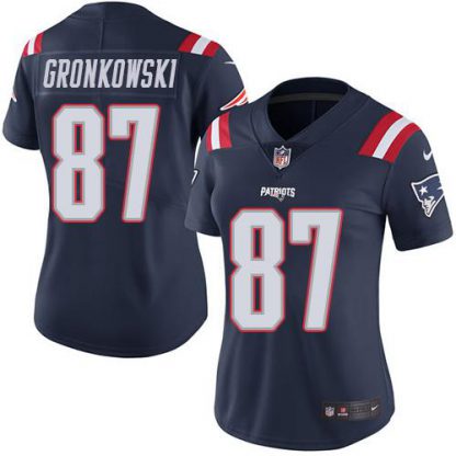 Nike New England Patriots #87 Rob Gronkowski Navy Blue Women's Stitched NFL Limited Rush Jersey