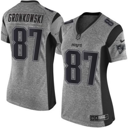Nike New England Patriots #87 Rob Gronkowski Gray Women's Stitched NFL Limited Gridiron Gray Jersey