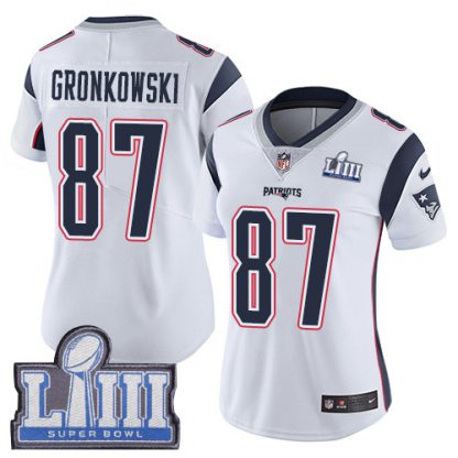 Nike New England Patriots #87 Rob Gronkowski White Super Bowl LIII Bound Women's Stitched NFL Vapor Untouchable Limited Jersey