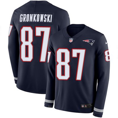 Nike New England Patriots #87 Rob Gronkowski Navy Blue Team Color Youth Stitched NFL Limited Therma Long Sleeve Jersey