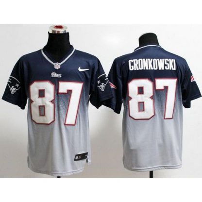 Nike New England Patriots #87 Rob Gronkowski Navy Blue/Grey Men's Stitched NFL Elite Fadeaway Fashion Jersey