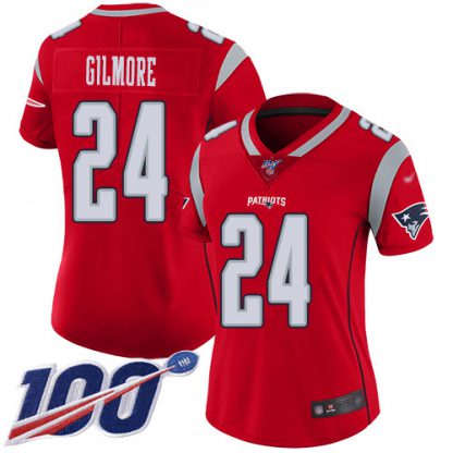 Nike New England Patriots #24 Stephon Gilmore Red Women's Stitched NFL Limited Inverted Legend 100th Season Jersey