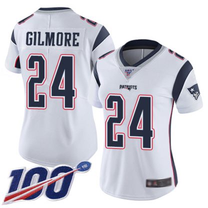 Nike New England Patriots #24 Stephon Gilmore White Women's Stitched NFL 100th Season Vapor Limited Jersey