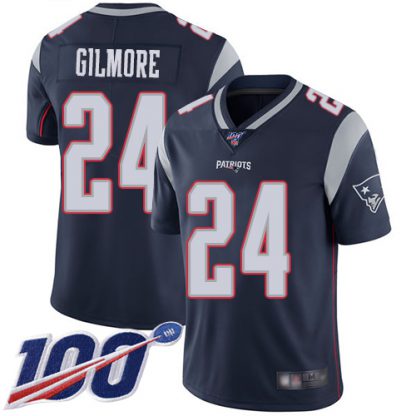 Nike New England Patriots #24 Stephon Gilmore Navy Blue Team Color Youth Stitched NFL 100th Season Vapor Limited Jersey