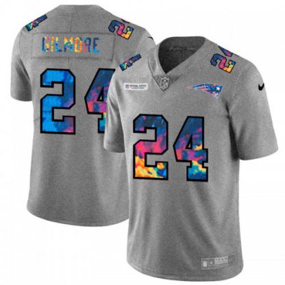 New England New England Patriots #24 Stephon Gilmore Men's Nike Multi-Color 2020 NFL Crucial Catch NFL Jersey Greyheather