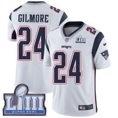 Nike New England Patriots #24 Stephon Gilmore White Super Bowl LIII Bound Men's Stitched NFL Vapor Untouchable Limited Jersey