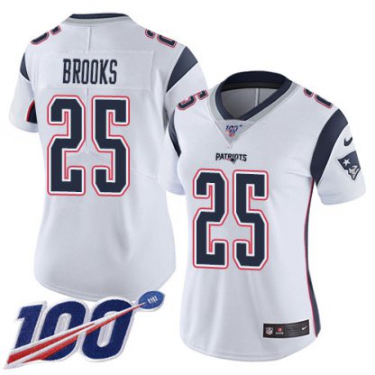 Nike New England Patriots #25 Terrence Brooks White Women's Stitched NFL 100th Season Vapor Limited Jersey