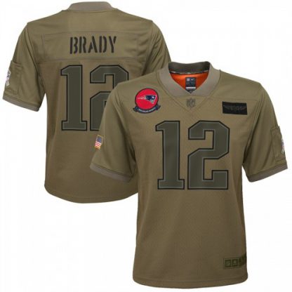 Youth New England New England Patriots #12 Tom Brady Nike Camo 2019 Salute to Service Game Jersey