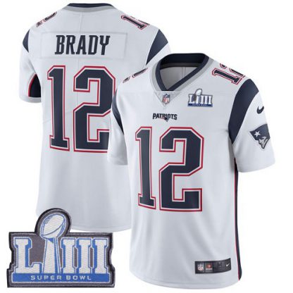 Nike New England Patriots #12 Tom Brady White Super Bowl LIII Bound Youth Stitched NFL Vapor Untouchable Limited Jersey