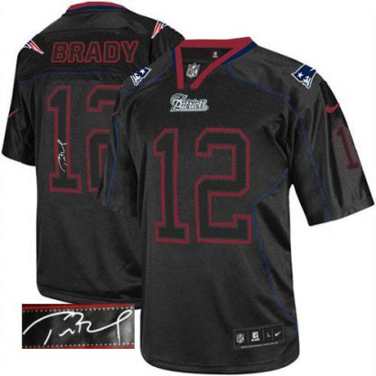 Nike New England Patriots #12 Tom Brady Lights Out Black Men's Stitched NFL Elite Autographed Jersey