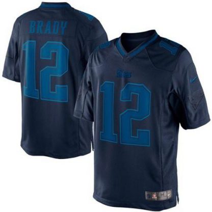 Nike New England Patriots #12 Tom Brady Navy Blue Men's Stitched NFL Drenched Limited Jersey