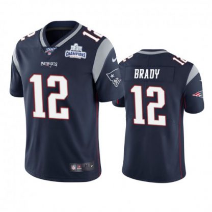 New England New England Patriots #12 Tom Brady Navy Super Bowl LIII Champions Vapor Limited NFL Jersey