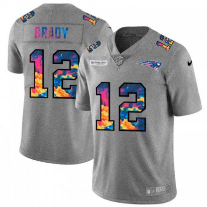 New England New England Patriots #12 Tom Brady Men's Nike Multi-Color 2020 NFL Crucial Catch NFL Jersey Greyheather
